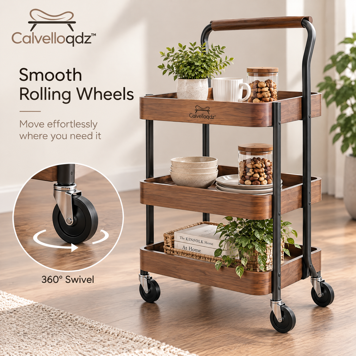 Calvelloqdz™ Rolling Snack Table Cart - Image 4