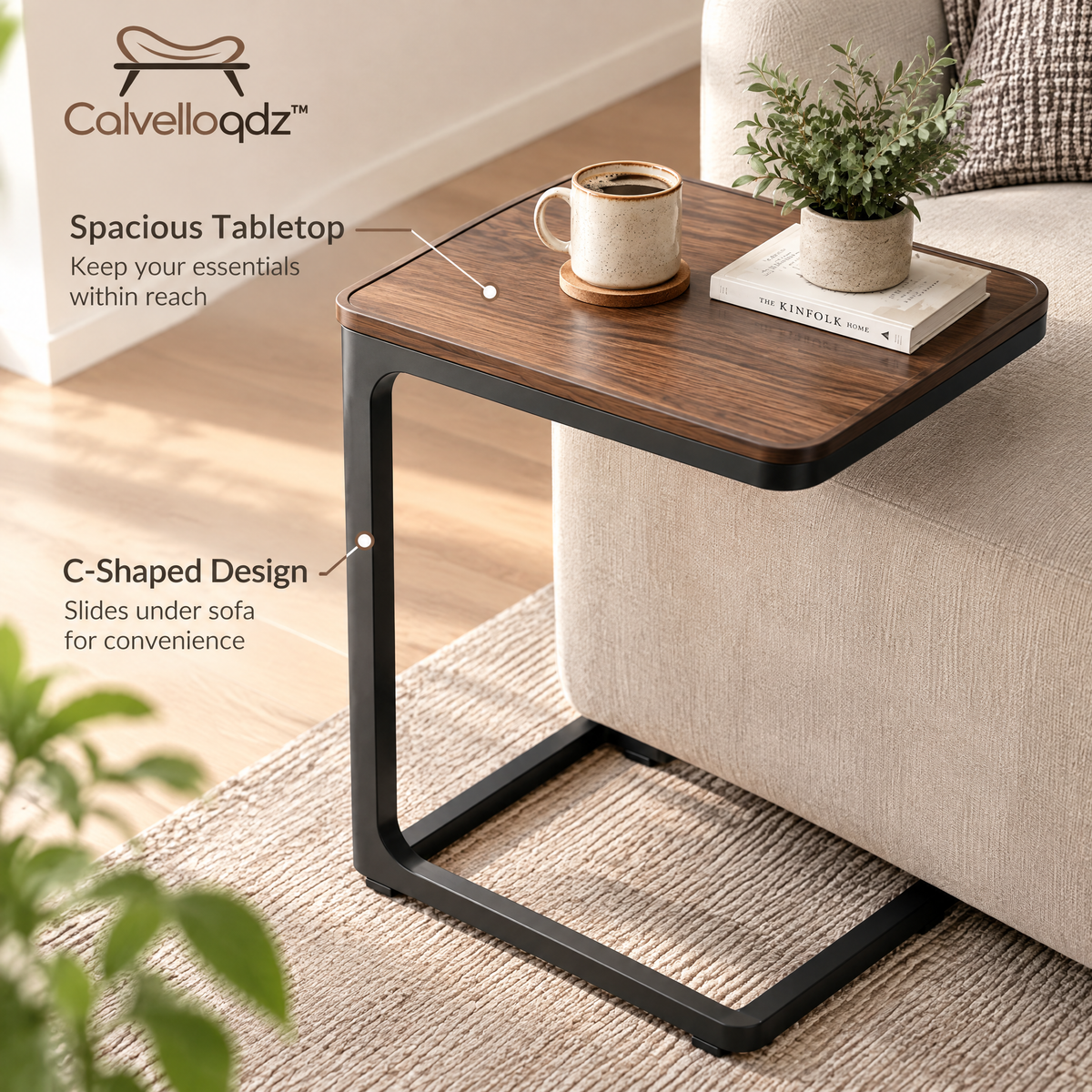 Calvelloqdz™ C-Shaped Sofa Side Table - Image 4