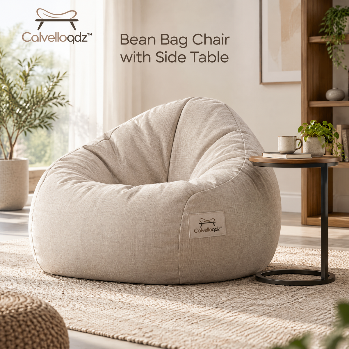 Calvelloqdz™ Bean Bag Chair with Side Table - Image 2
