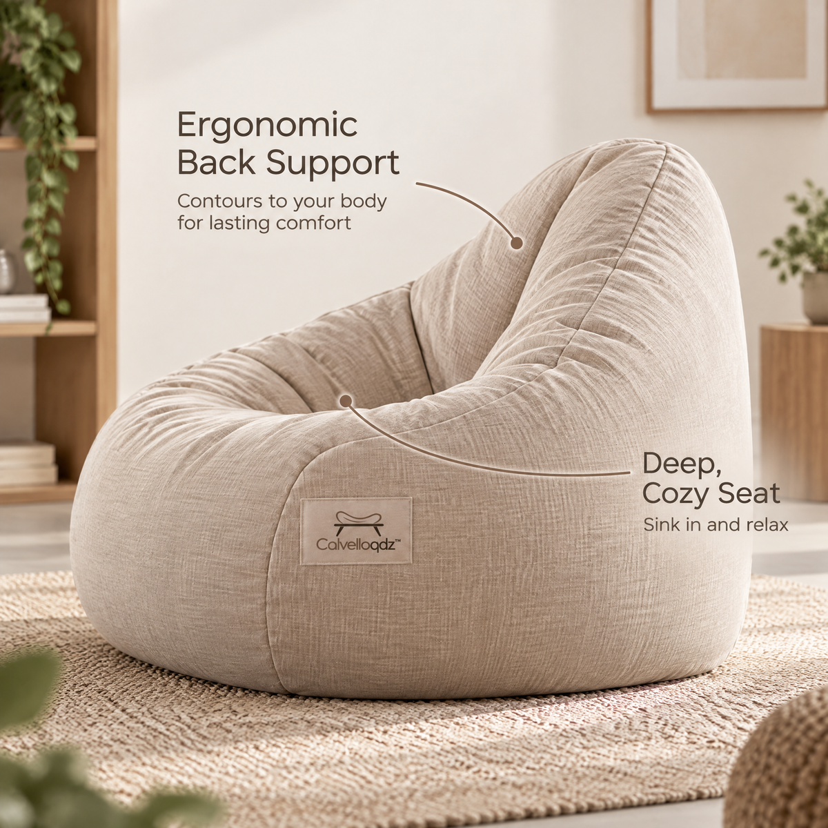 Calvelloqdz™ Bean Bag Chair with Side Table - Image 4